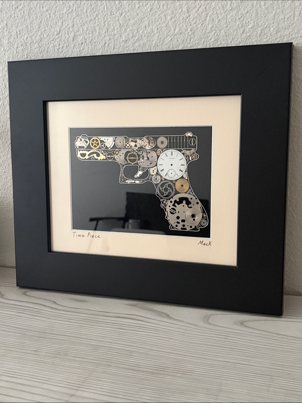 Lance MacKenzie Signed "Time Piece" Watch Part Art Pistol Silhouette